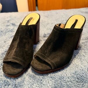 Frye Black Suede Mules